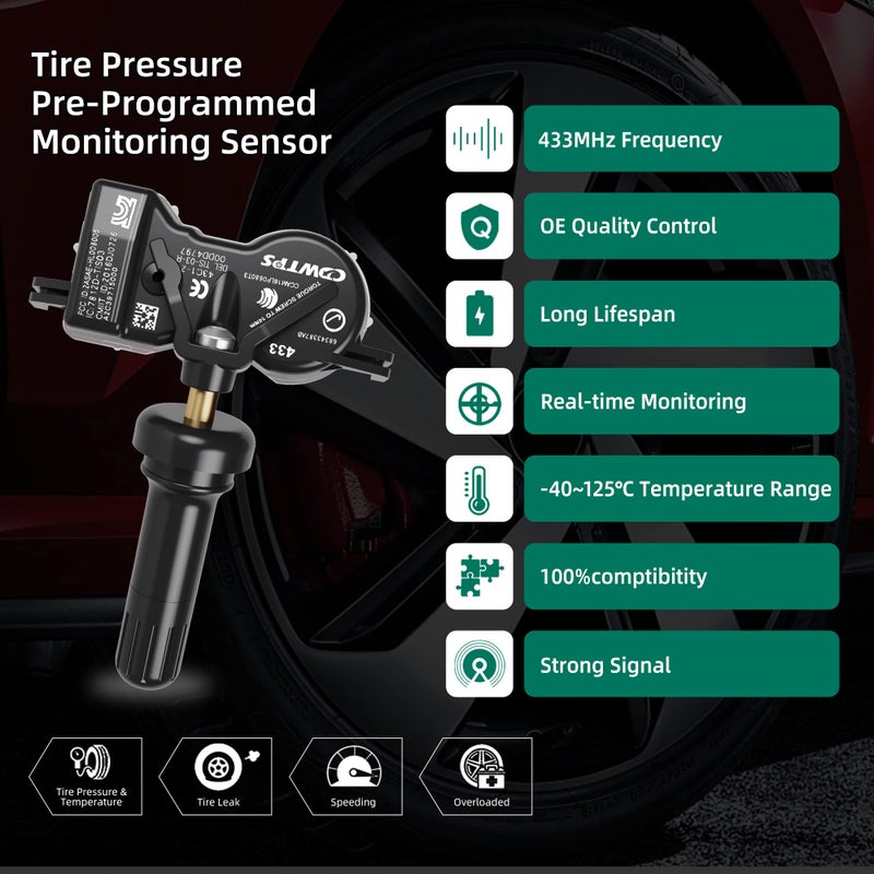 CDWTPS TPMS Sensor,433MHZ Tire Pressure Monitor System for Chrysler| Jeep| Dodge|Fiat Replaces#68313387AB 68193586AC 68252493AB - Image 3